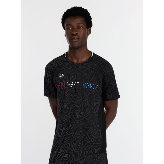 Athletic Works Men's Reflective Print Soccer Style Performance Shirt, Sizes XS-3XL