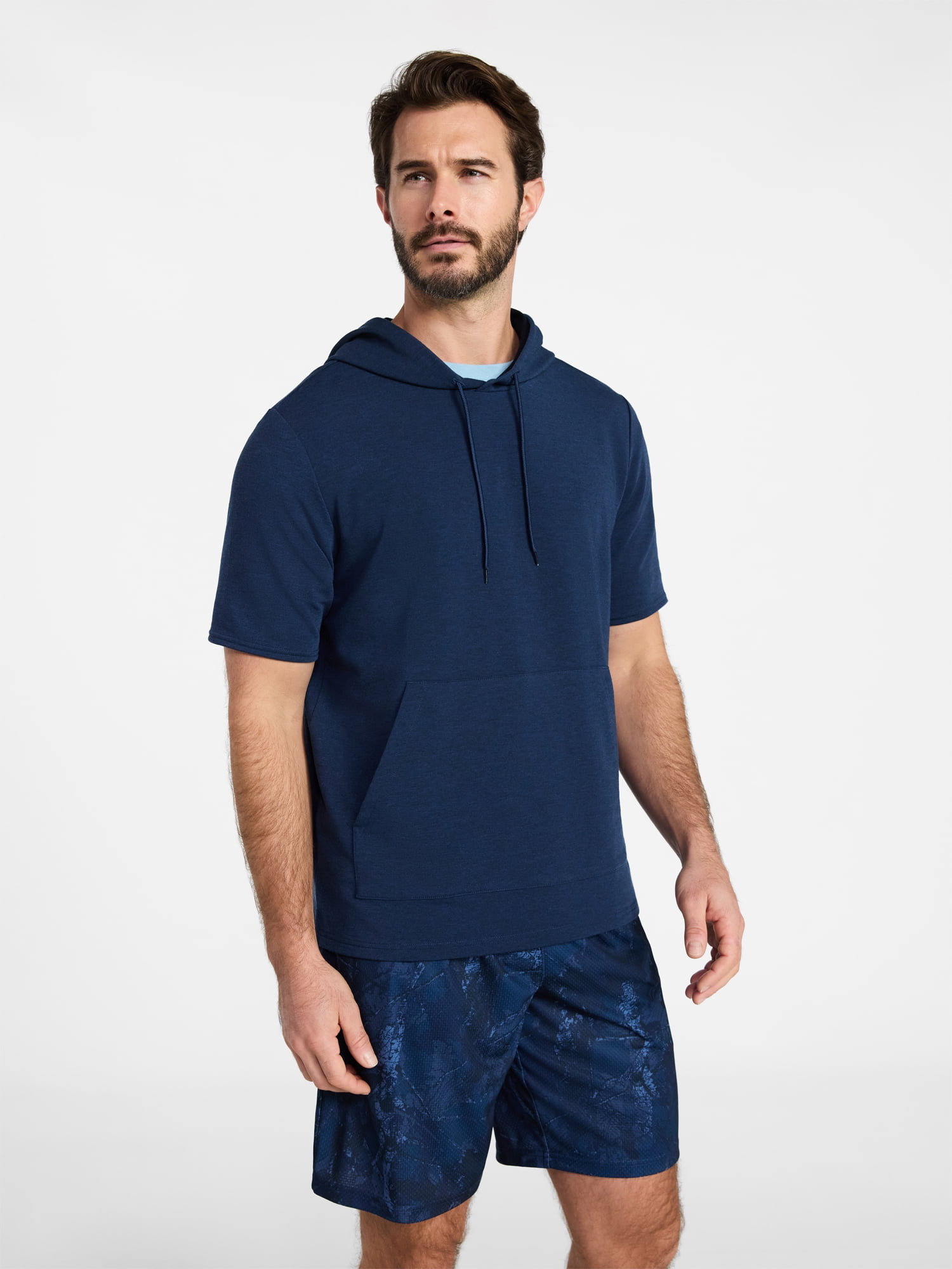 Athletic Works Men's and Big Men's Performance Coach Style Short Sleeve Hoodie Sweatshirt, Sizes XS-5XL