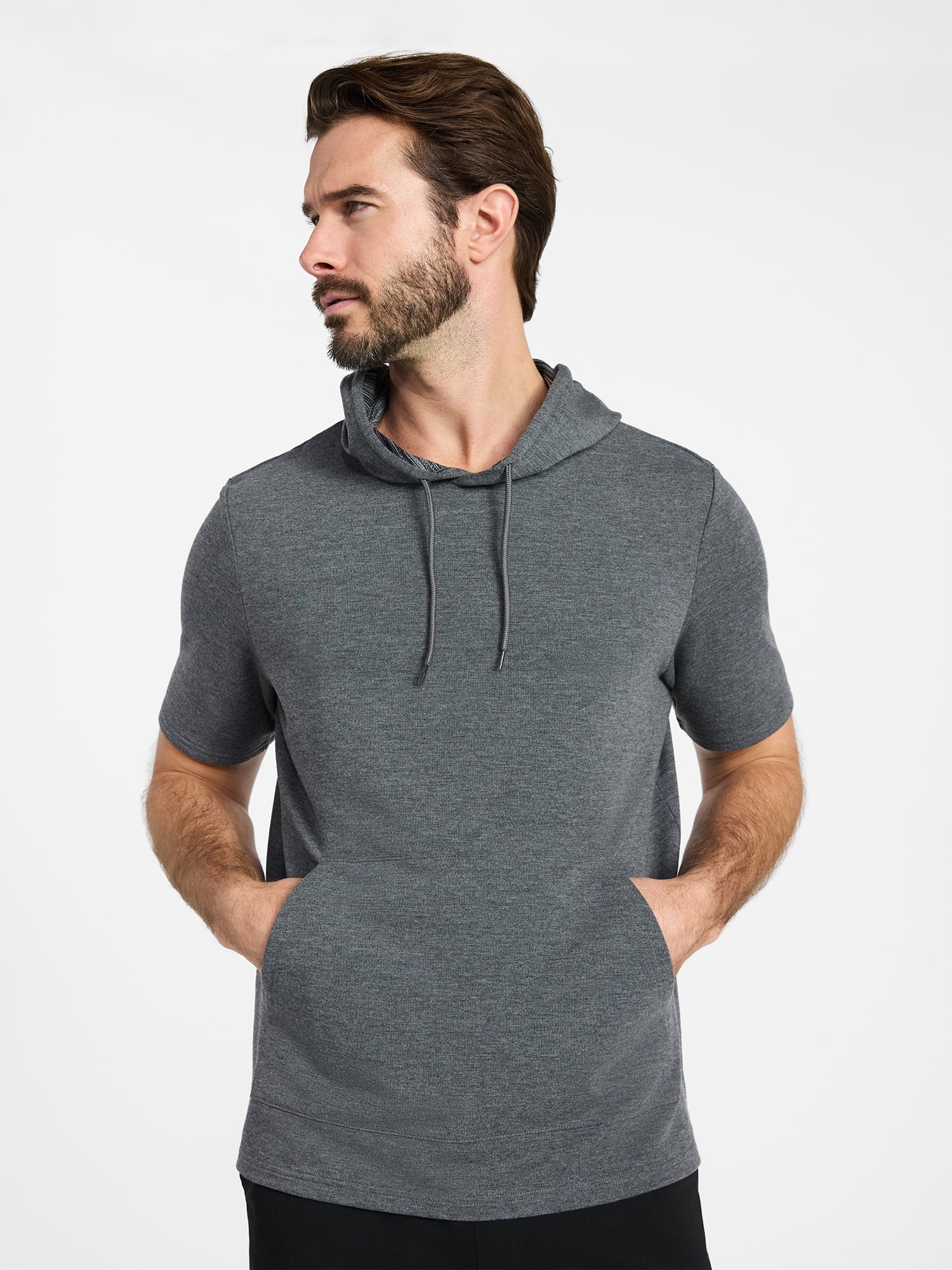 Athletic Works Men's and Big Men's Performance Coach Style Short Sleeve Hoodie Sweatshirt, Sizes XS-5XL