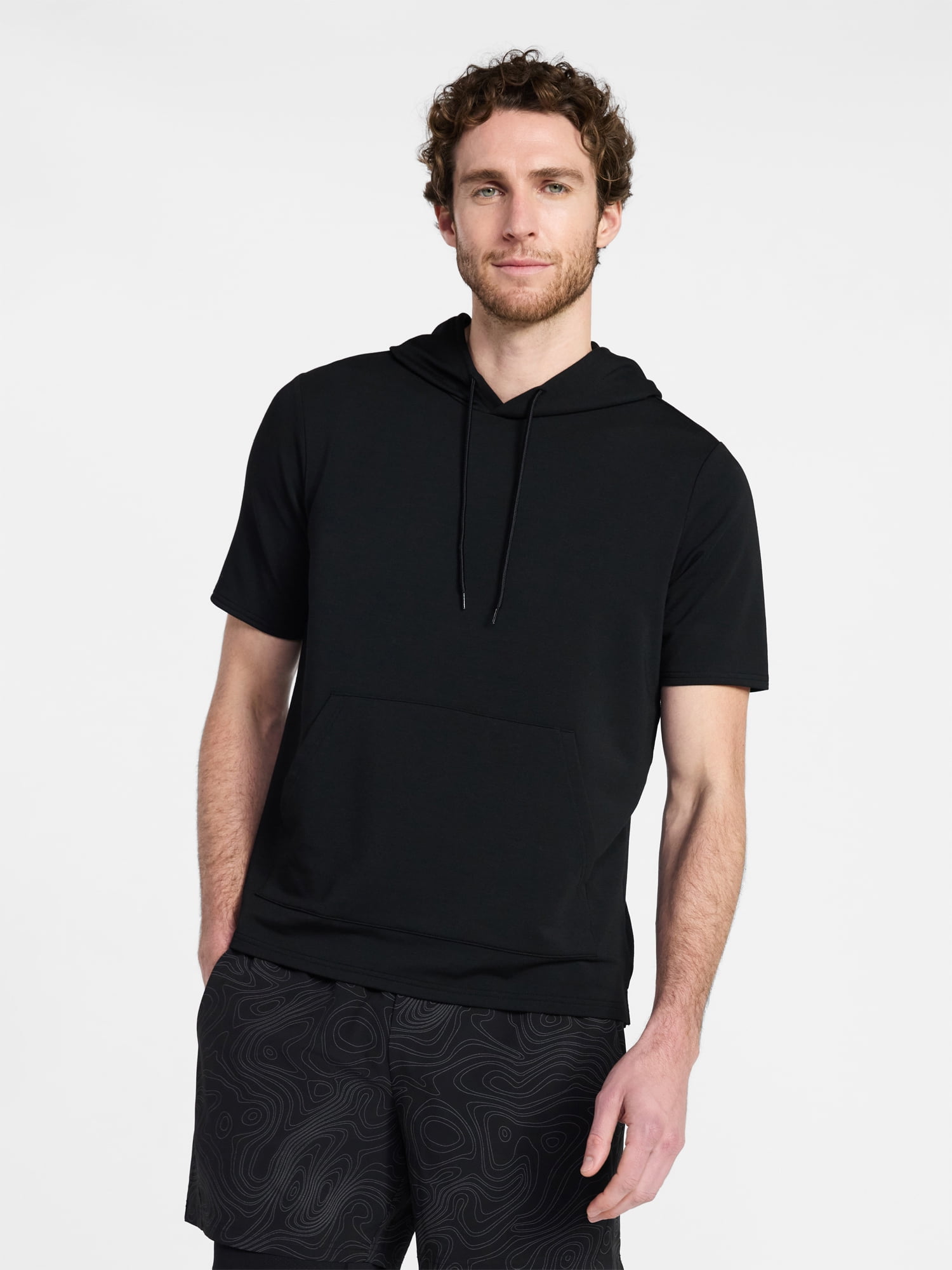 Athletic Works Men's and Big Men's Performance Coach Style Short Sleeve Hoodie Sweatshirt, Sizes XS-5XL