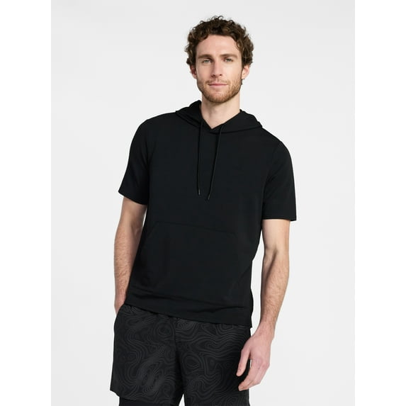 Athletic Works Men's and Big Men's Performance Coach Style Short Sleeve Hoodie Sweatshirt, Sizes XS-5XL