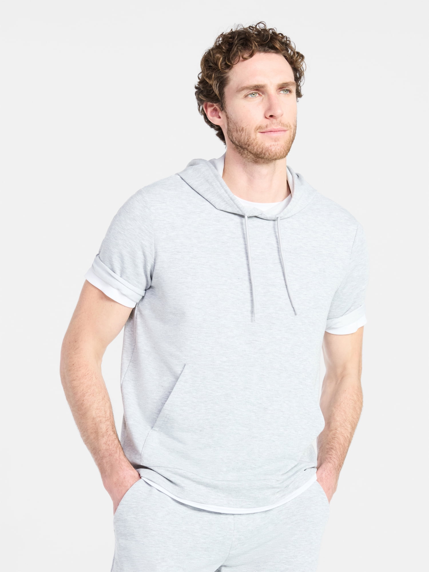 Athletic Works Men's and Big Men's Performance Coach Style Short Sleeve Hoodie Sweatshirt, Sizes XS-5XL