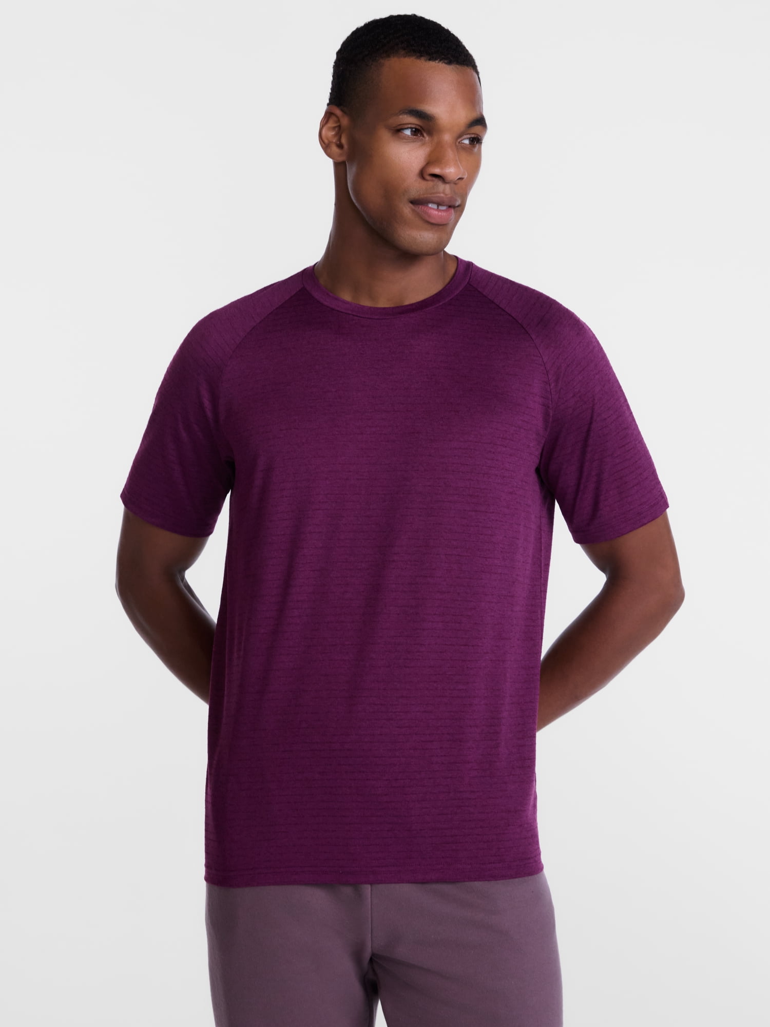 Athletic Works Men's Tonal Stripe Workout Shirt with Short Sleeves, Sizes XS-4XLT