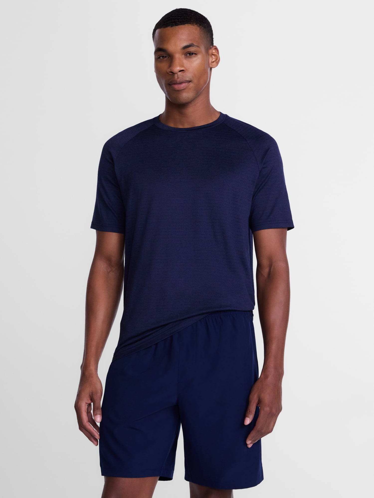 Athletic Works Men's Tonal Stripe Workout Shirt with Short Sleeves, Sizes XS-4XLT