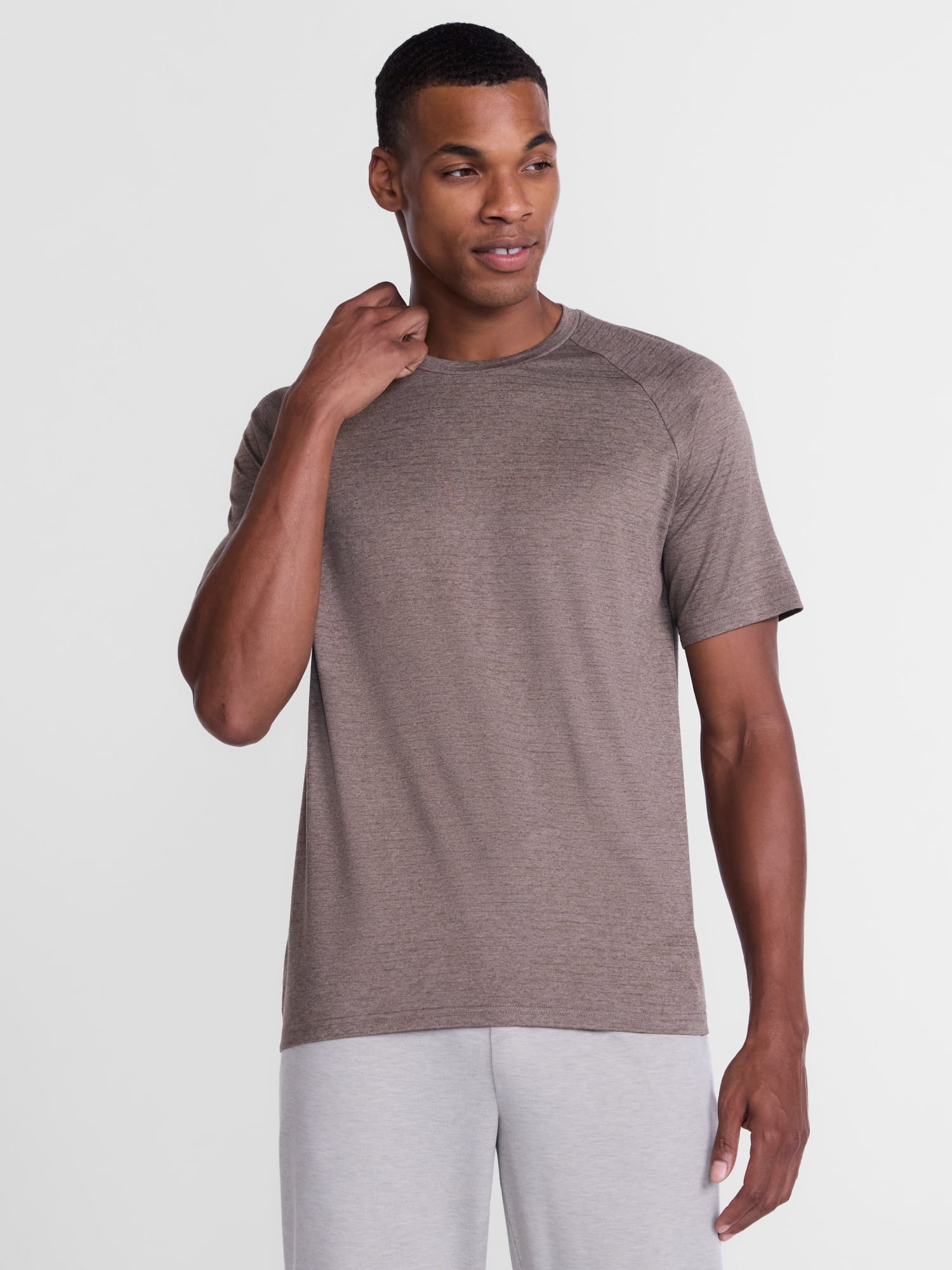 Athletic Works Men's Tonal Stripe Workout Shirt with Short Sleeves, Sizes XS-4XLT