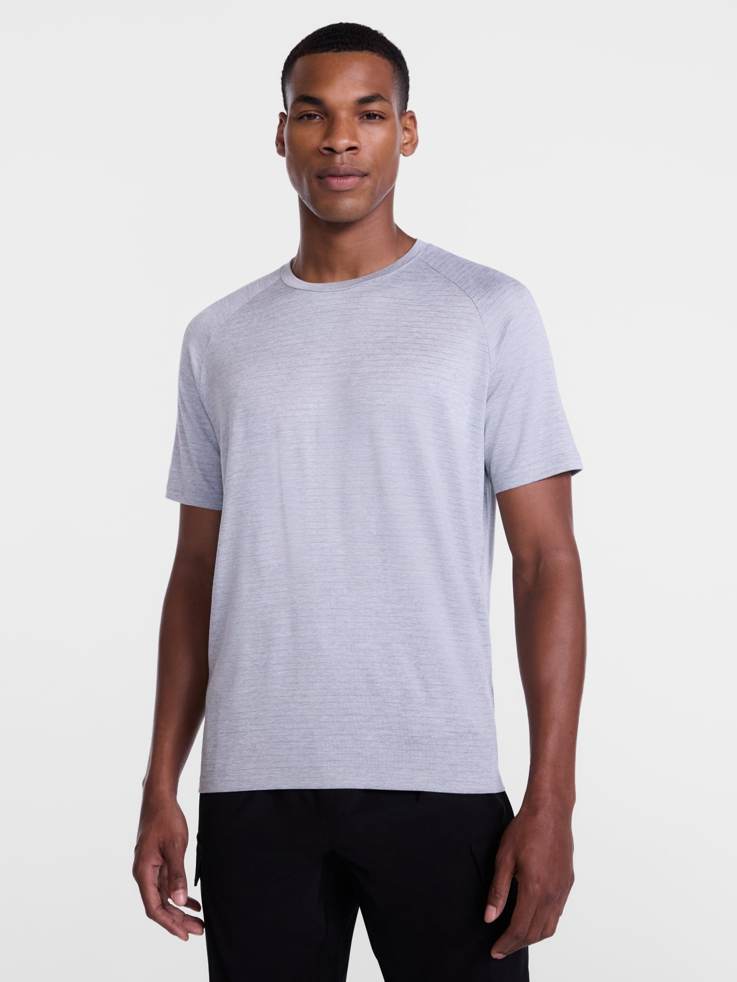 Athletic Works Men's Tonal Stripe Workout Shirt with Short Sleeves, Sizes XS-4XLT