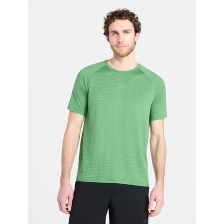 Athletic Works Men's Tonal Stripe Workout Shirt with Short Sleeves, Sizes XS-4XLT