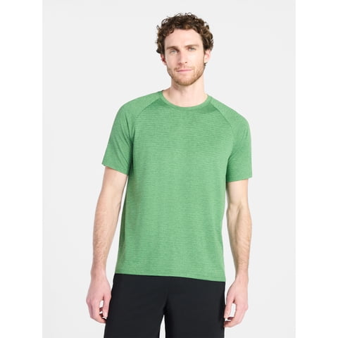 Athletic Works Men's Tonal Stripe Workout Shirt with Short Sleeves, Sizes XS-4XLT