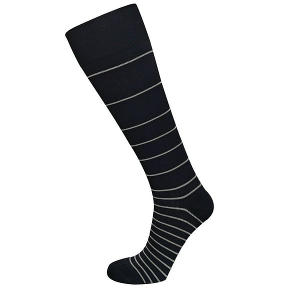 AW Style 650 Stripe Knee High Compression Socks - 15-20 mmHg Large Black w/Grey Stripe