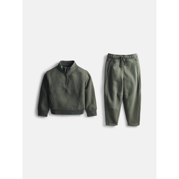 Athletic Works Toddler Boys Fleece Pullover and Barrel Leg Pants Set, 2 Piece, Sizes 12M-3T