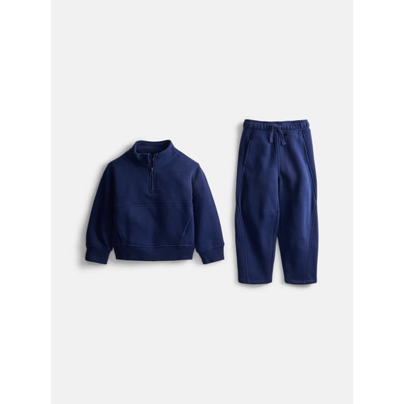 Athletic Works Toddler Boys Fleece Pullover and Barrel Leg Pants Set, 2 Piece, Sizes 12M-3T