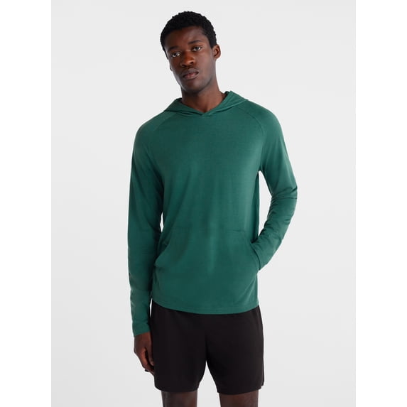Athletic Works Men's Tri Blend Long Sleeve Tee Shirt with Hood, Sizes XS-4XLT