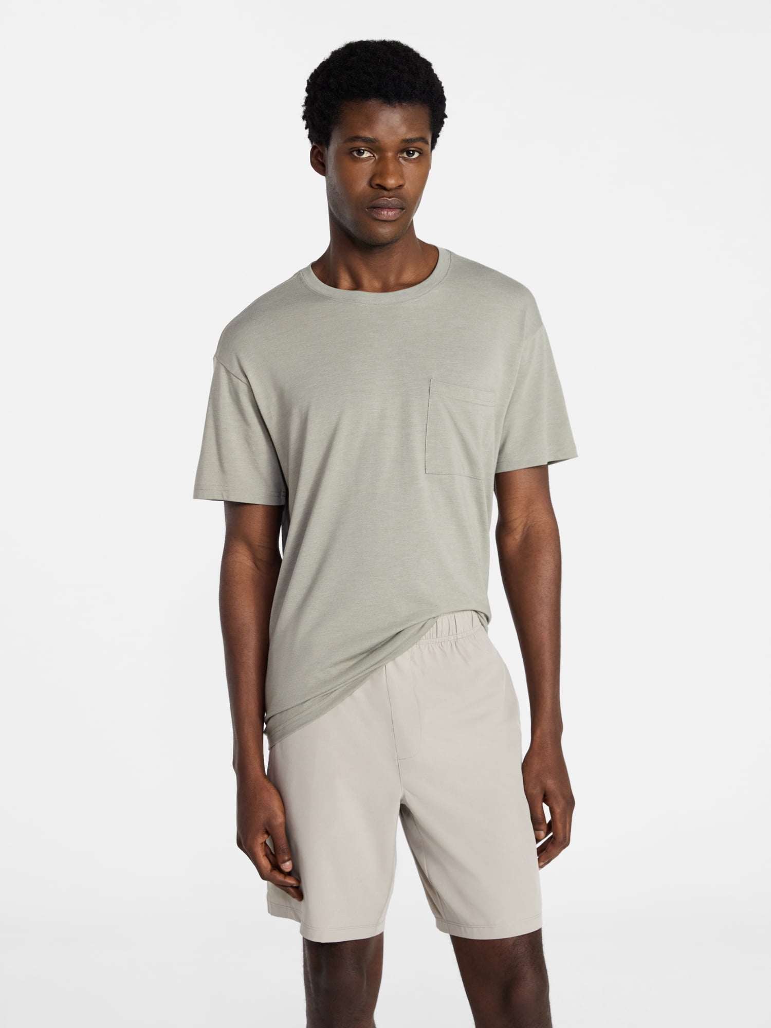 Athletic Works Men's and Big Men's Tri Blend Pocket Tee, Sizes XS-4XL