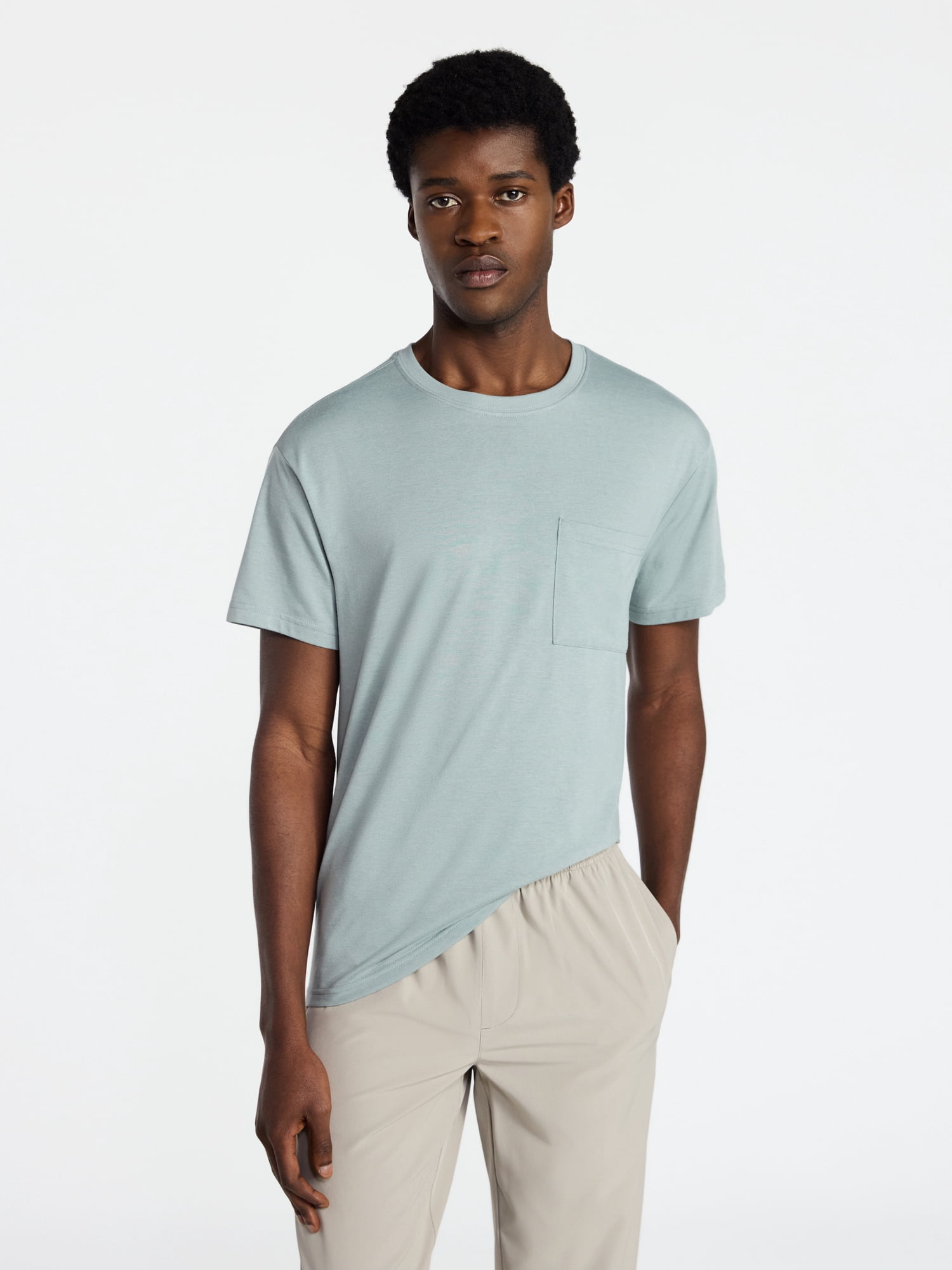 Athletic Works Men's and Big Men's Tri Blend Pocket Tee, Sizes XS-4XL
