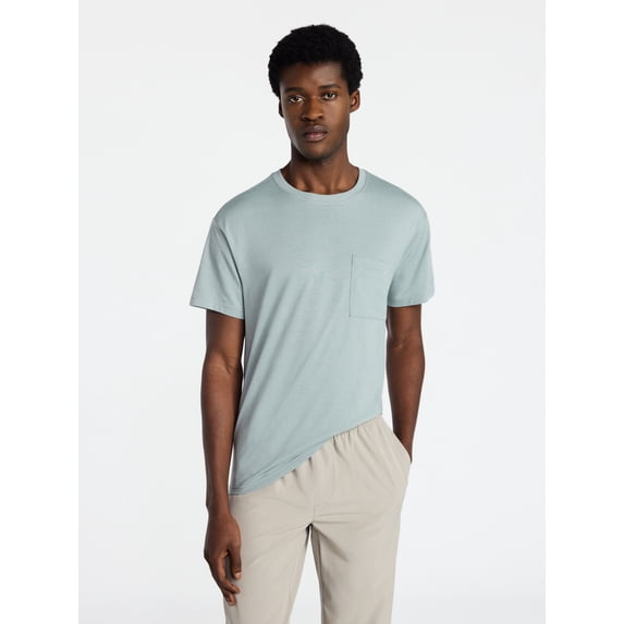 Athletic Works Men's and Big Men's Tri Blend Pocket Tee, Sizes XS-4XL