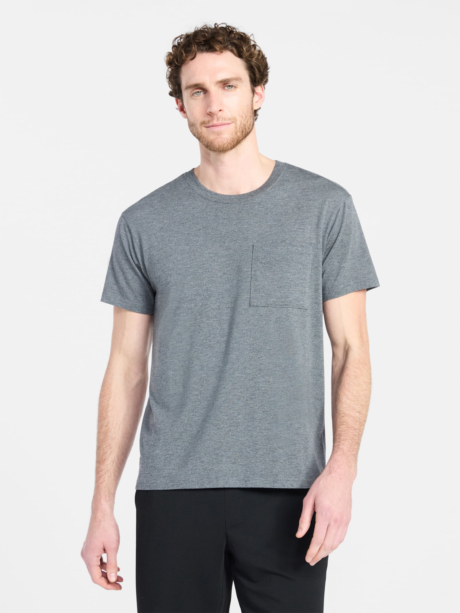 Athletic Works Men's and Big Men's Tri Blend Pocket Tee, Sizes XS-4XL