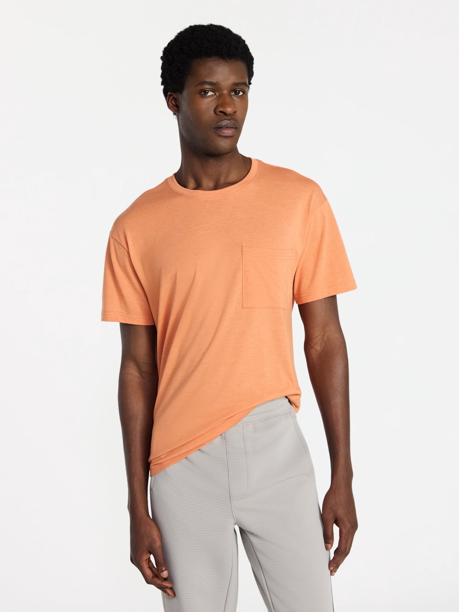 Athletic Works Men's and Big Men's Tri Blend Pocket Tee, Sizes XS-4XL
