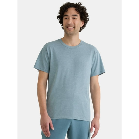 Athletic Works Men's Solid Tri Blend Tee with Short Sleeves, Sizes XS ...