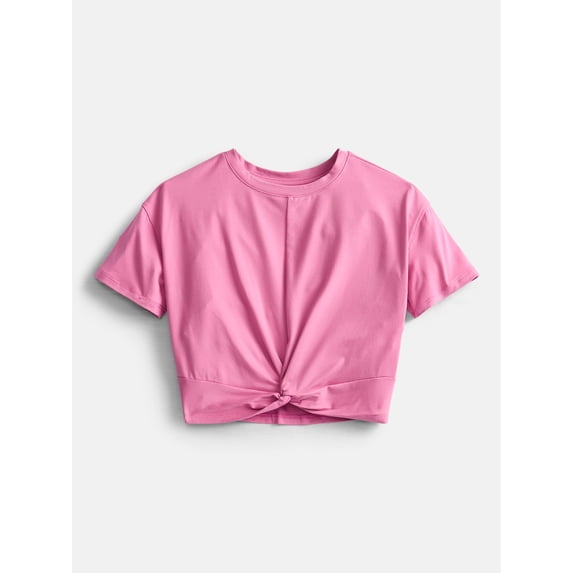 Athletic Works Girls Twist Front Active Tee with Short Sleeves, Sizes 4-18 & Plus