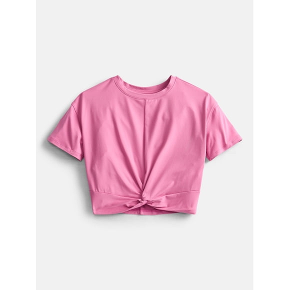 Athletic Works Girls Twist Front Active Tee with Short Sleeves, Sizes 4-18 & Plus