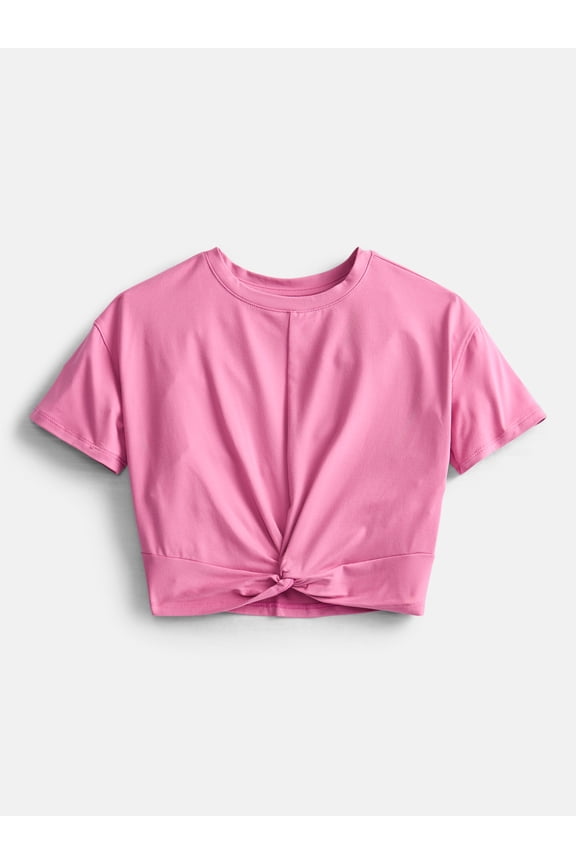 Girls Twist Front Active Tee with Short Sleeves, Sizes 4-18 & Plus