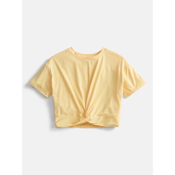 Athletic Works Girls Twist Front Active Tee with Short Sleeves, Sizes 4-18 & Plus