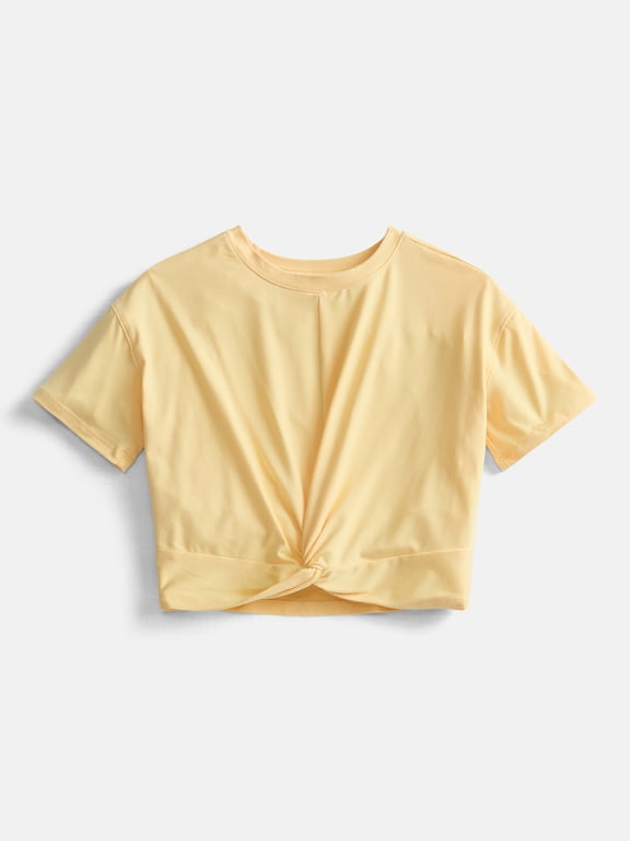Girls Twist Front Active Tee with Short Sleeves, Sizes 4-18 & Plus