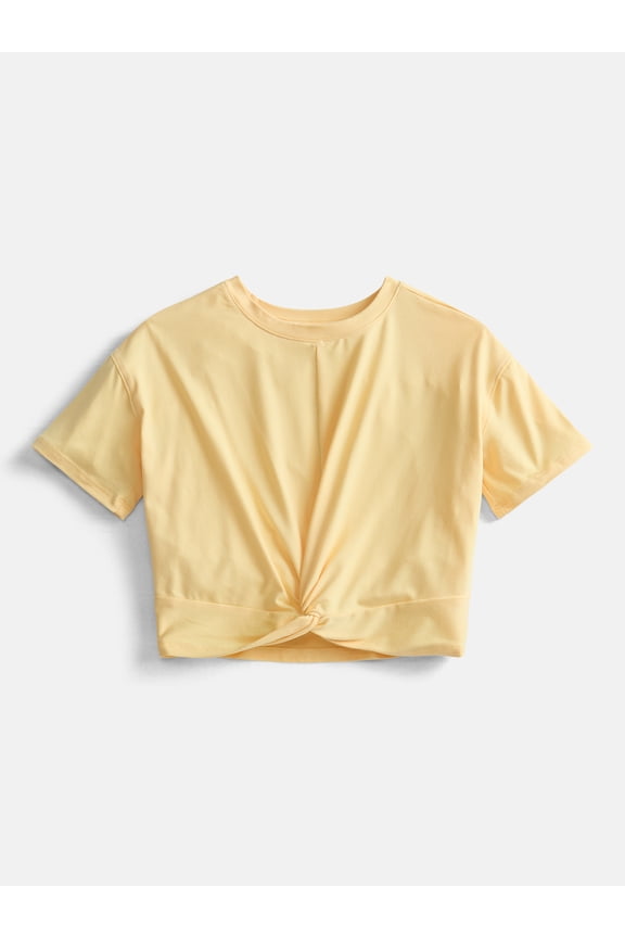 Girls Twist Front Active Tee with Short Sleeves, Sizes 4-18 & Plus