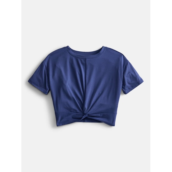Athletic Works Girls Twist Front Active Tee with Short Sleeves, Sizes 4-18 & Plus