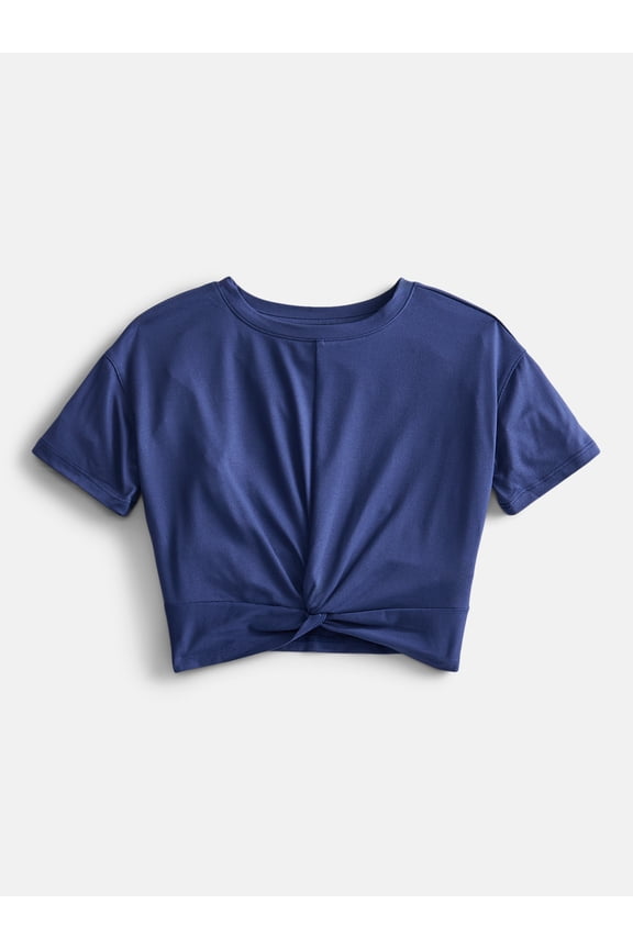Girls Twist Front Active Tee with Short Sleeves, Sizes 4-18 & Plus