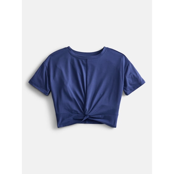 Athletic Works Girls Twist Front Active Tee with Short Sleeves, Sizes 4-18 & Plus