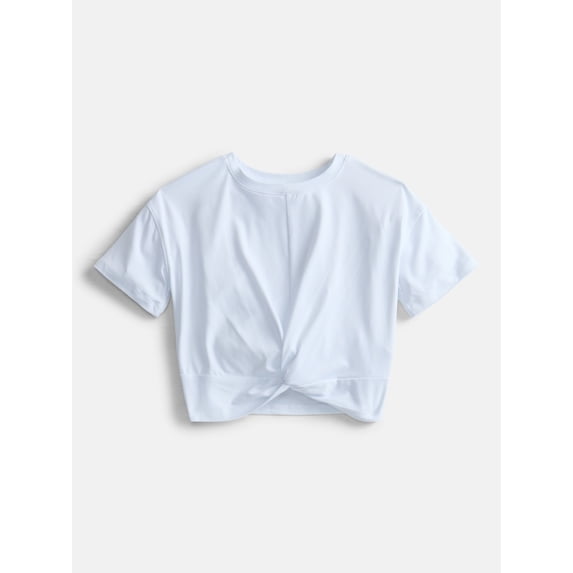 Athletic Works Girls Twist Front Active Tee with Short Sleeves, Sizes 4-18 & Plus