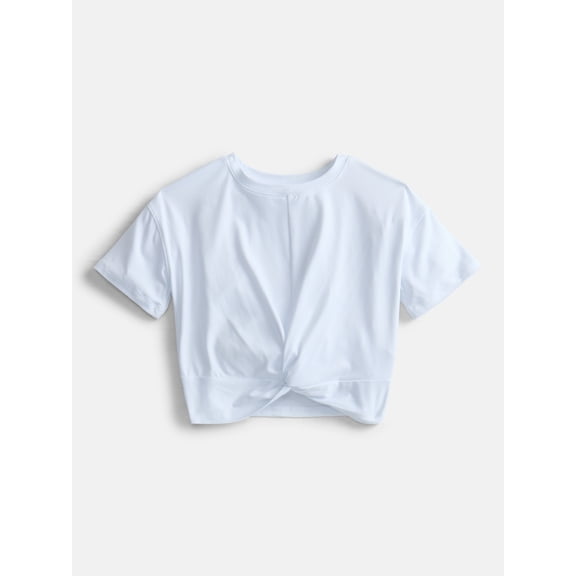 Athletic Works Girls Twist Front Active Tee with Short Sleeves, Sizes 4-18 & Plus