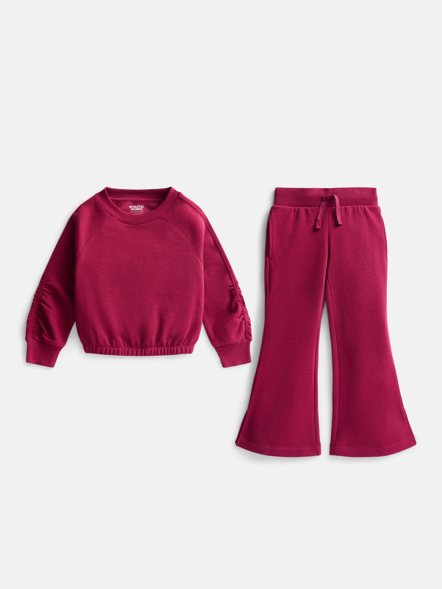 Athletic Works Girls Active Sweatshirt and Flare Pants Set, 2-Piece, Sizes 4-18 & Plus