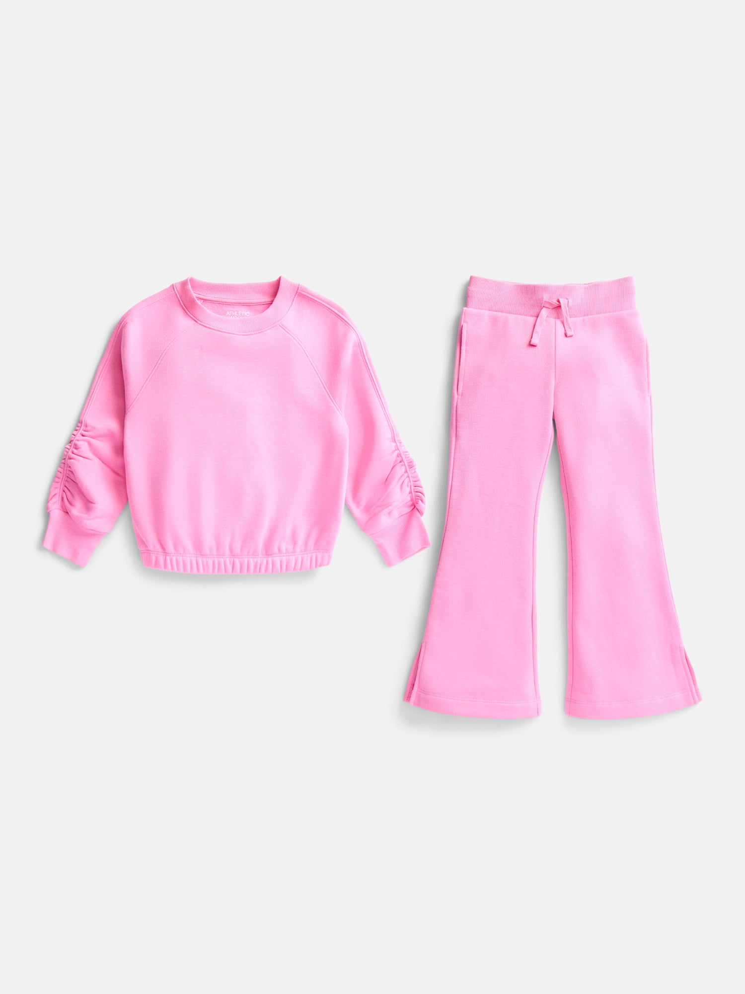 Athletic Works Girls Active Sweatshirt and Flare Pants Set, 2-Piece, Sizes 4-18 & Plus