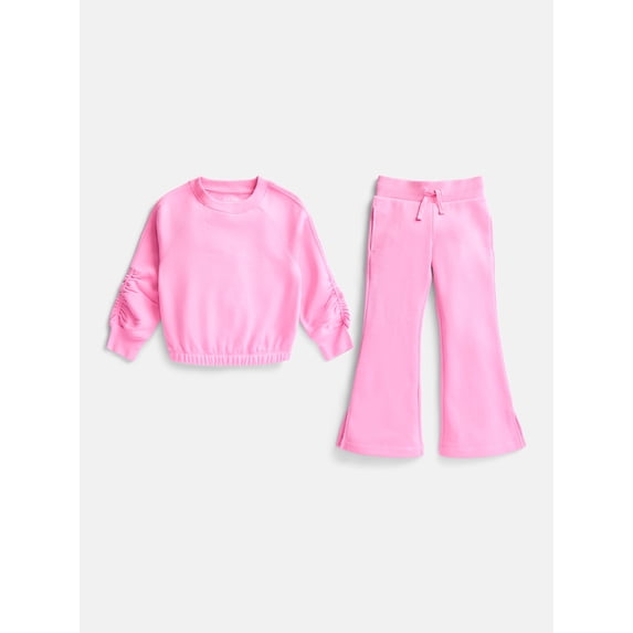 Athletic Works Girls Active Sweatshirt and Flare Pants Set, 2-Piece, Sizes 4-18 & Plus