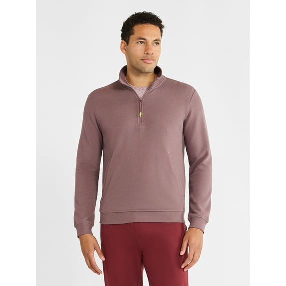 Athletic Works Men's and Big Men's Waffle Quarter Zip Pullover, Sizes S-3XL