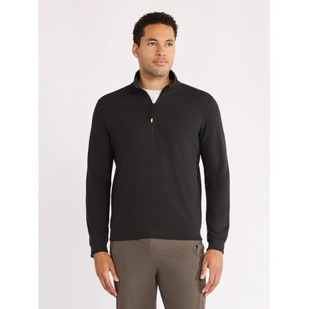 Athletic Works Men's and Big Men's Waffle Quarter Zip Pullover, Sizes S-3XL