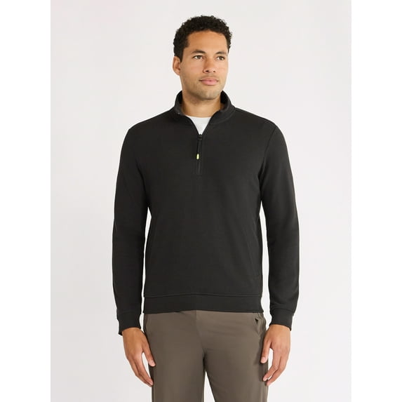 Athletic Works Men's and Big Men's Waffle Quarter Zip Pullover, Sizes S-3XL