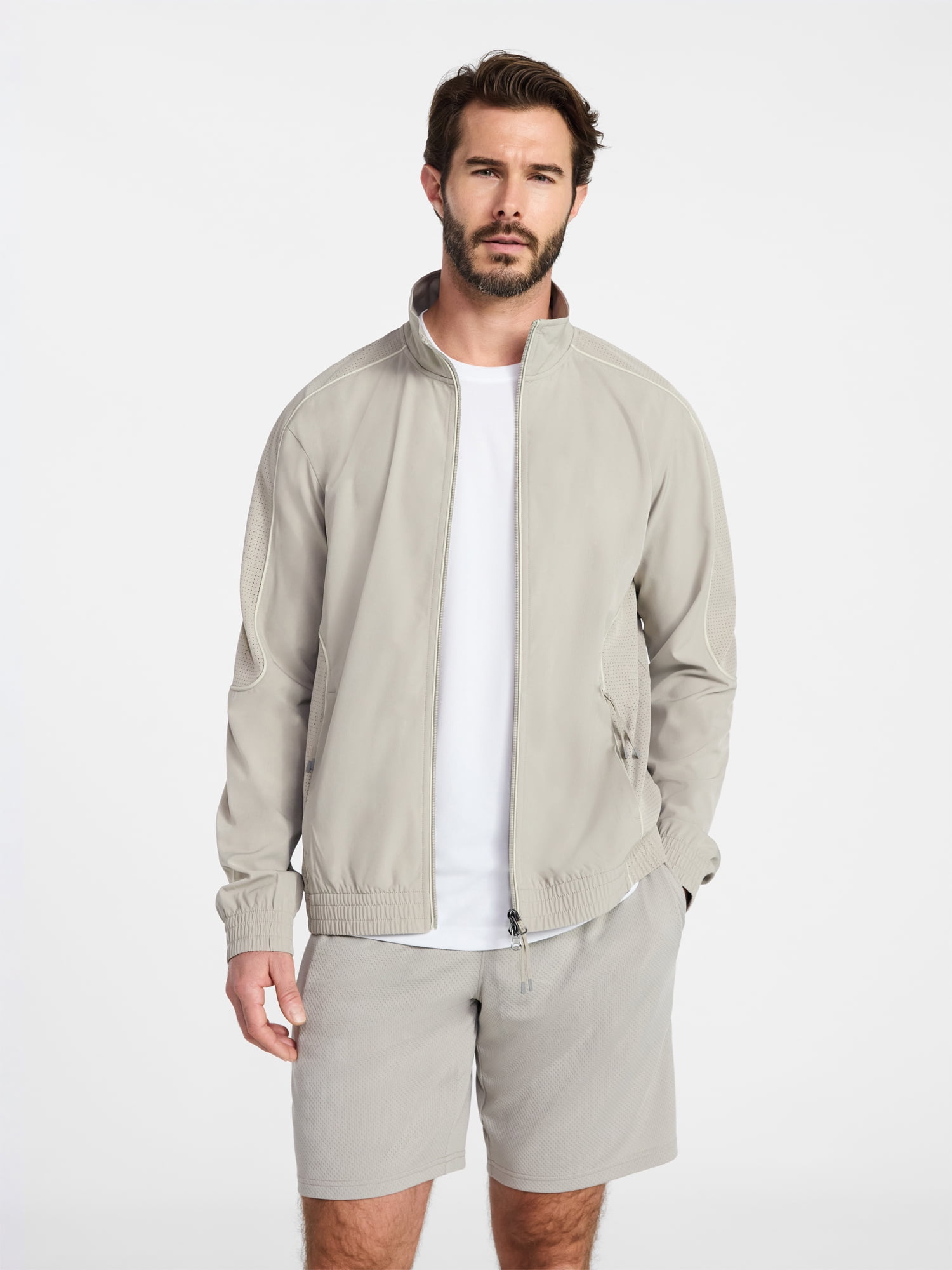 Athletic Works Men's Woven Full Zip Jacket, Midweight, Sizes S-3XL