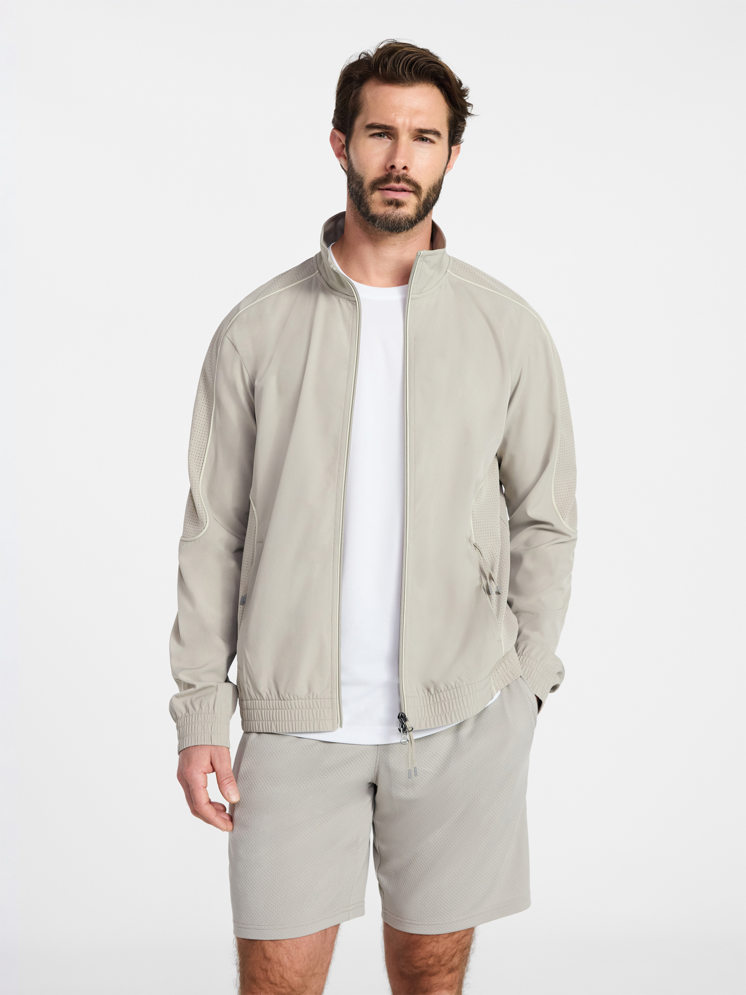 Chaqueta Tejida con Cremallera Completa de Peso Medio para Hombre, Tallas XS-4XLT