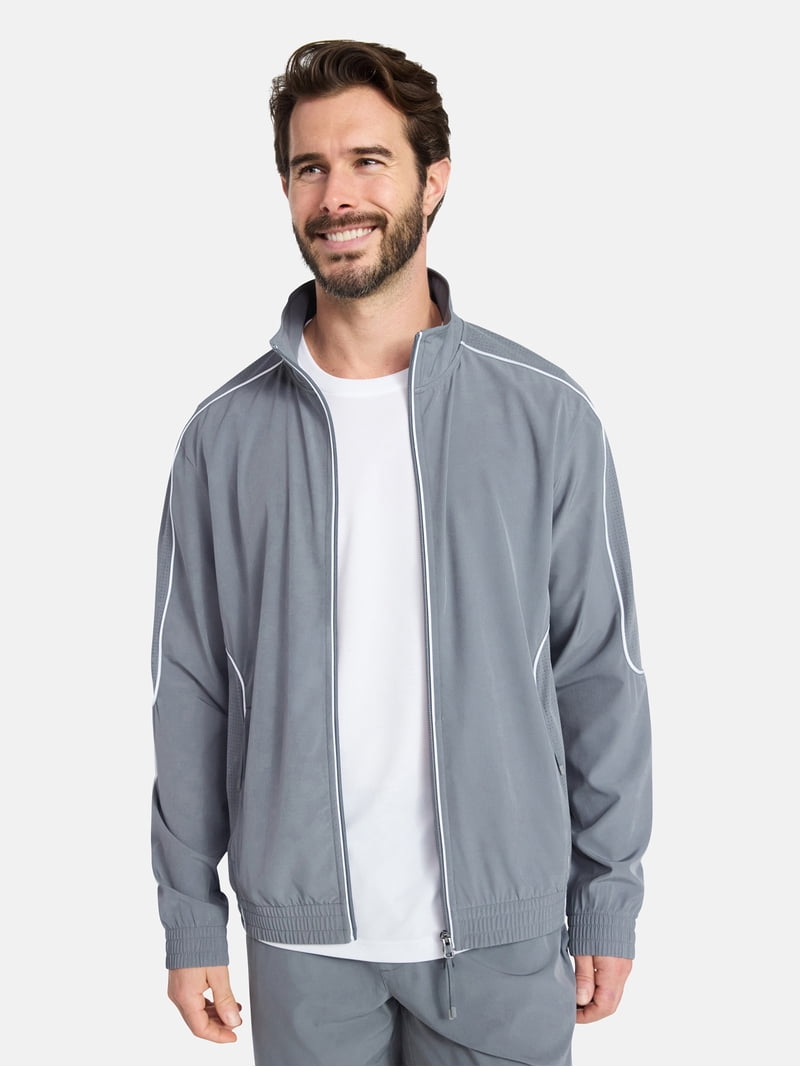 Athletic Works Men's Woven Full Zip Jacket, Midweight, Sizes S-3XL