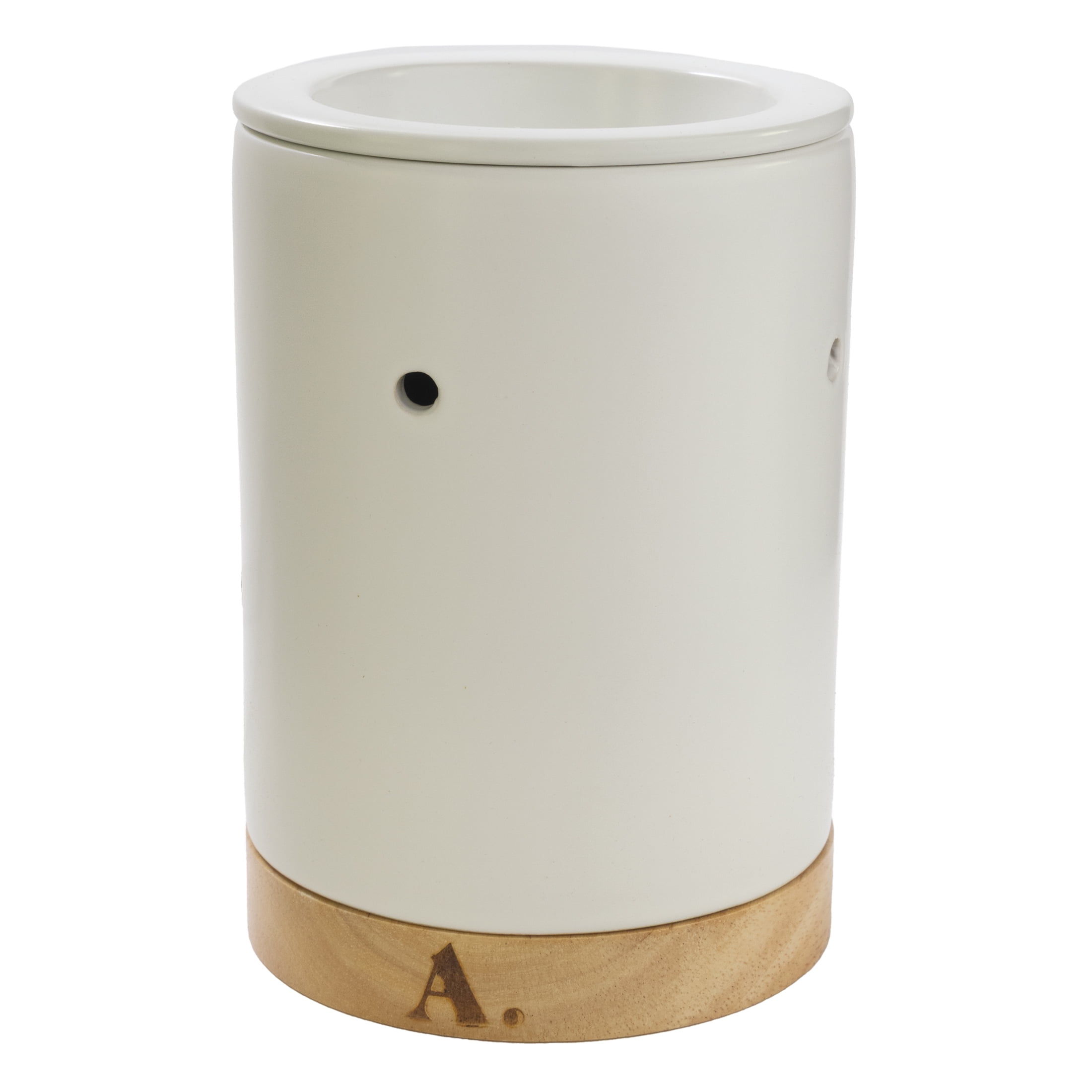 Allswell Wax Warmer Cream Ceramic with Wood Base