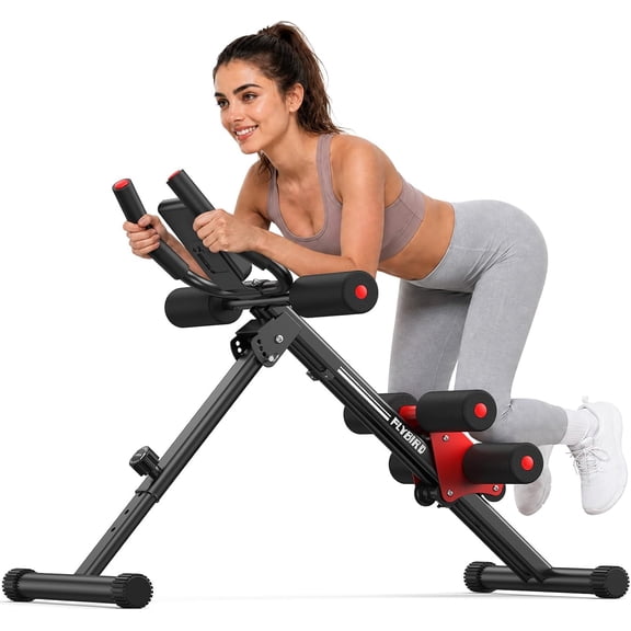 AW1 Ab Workout Machine, Ab Crunch Machine Ab Workout Equipment Foldable for Home Gym, Bottom-Up Abdominal Trainer for Core Waist Workout and Body Shaping with Adjustable Heights and Angles, Red