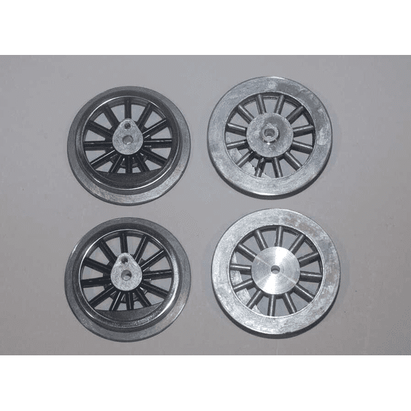 AW1001 American Flyer Steam Wheel Set, Wide Gauge, Black, 4pcs. 2 1/2" D, 6:32