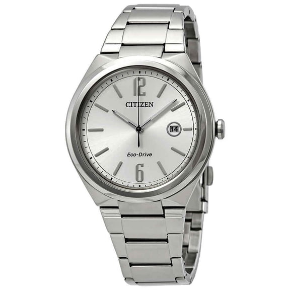 AW1371-83A Men's Silver Steel Bracelet With Silver Analog Dial Watch NWT
