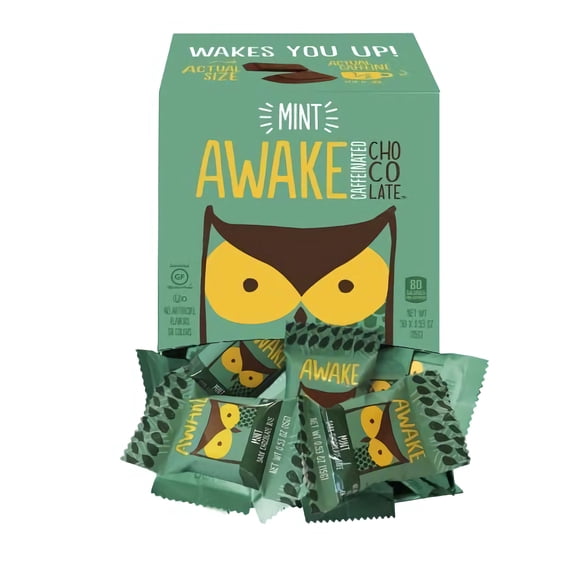 AWAKE Caffeinated Chocolate Energy Bites, Dark Chocolate Mint, 50 Count