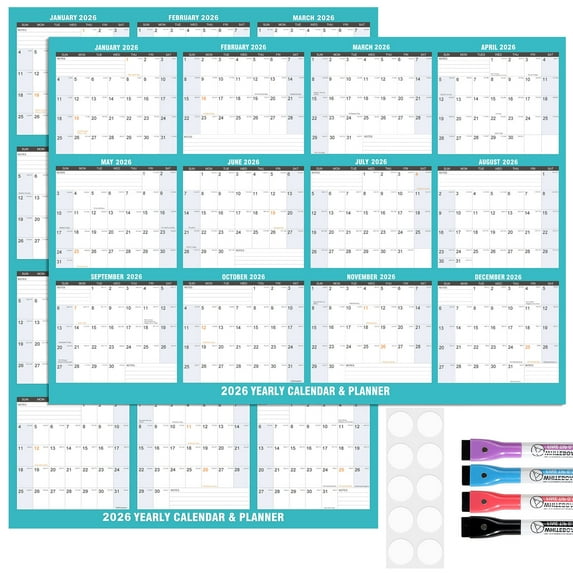 AWANFI 2026 Dry Erase Calendar for Wall - 36" x 24", Erasable & Reusable Laminated Monthly Calender with Ample Space Great for Office, Classroom, Home
