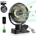 thumbnail image 1 of AWANFI Battery Operated Portable Fan, Clip-on Fan with Remote and Lights, 360° Oscillating Camping Fan, 10000mAh Rechargeable Desk Fan for Home Office Car Travel, 1 of 8