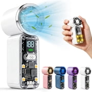 AWANFI Portable Handheld Turbo Fan Kids, Handheld Mini Pocket Rechargeable Hand Fan, 6 Gear Wind, Rechargeable with Air Turbo Tech Cooling Fan, White